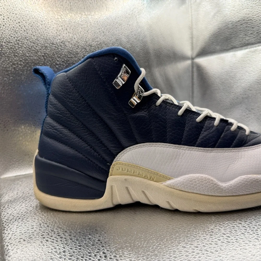 Size 11 Air‎ Jordan 12 Retro Obsidian Navy White Mens Sneaker Shoes 130690-410